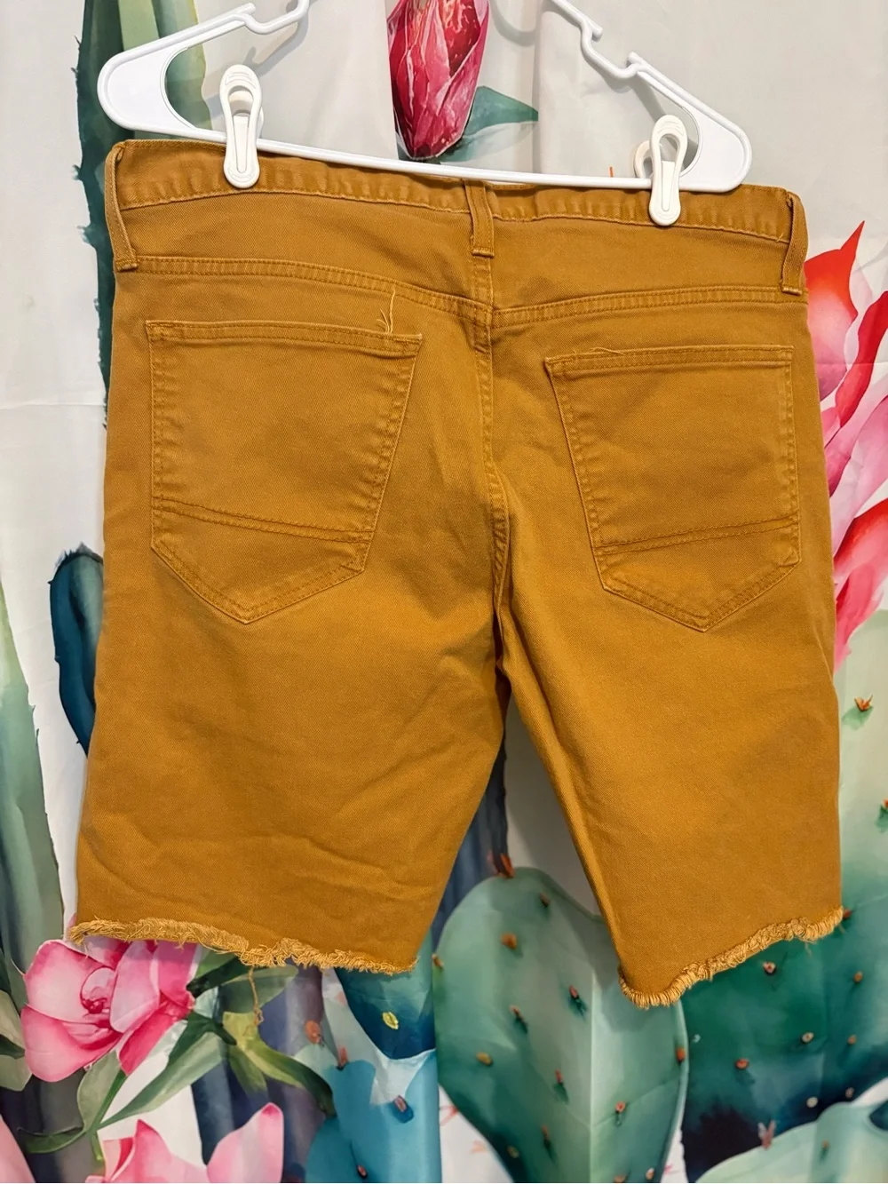 Arizona Jean Co. Mens Brown Cut Off Denim Shorts Slim Button 5 Pocket Regular 36